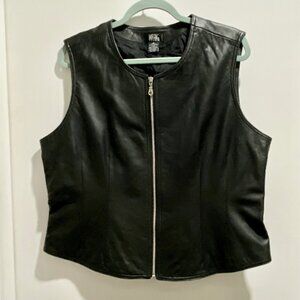 Vint. Castlecore Moto Boho Rangewear Western Cowgirl Goth Grunge Leather Vest 16